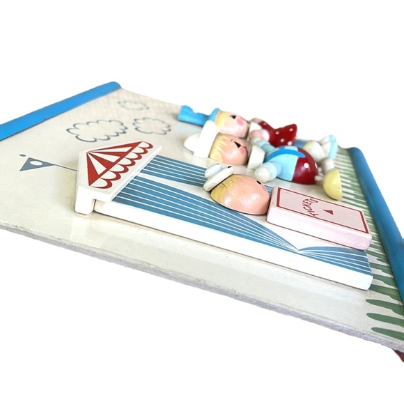 Vintage IRMI Wooden Circus Wall Plaque :: Hand-Painted Nursery Decor :: Blue - Picture 5 of 14